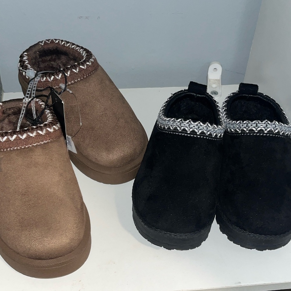Brown Suede Toddler Slippers